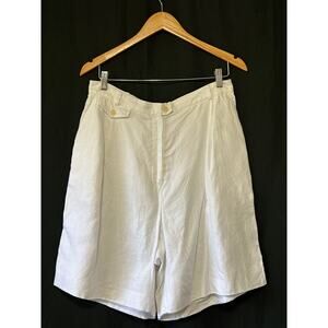 VTG Lauren Ralph Lauren High Waisted Linen Mom Shorts 14 White Bermuda Jorts